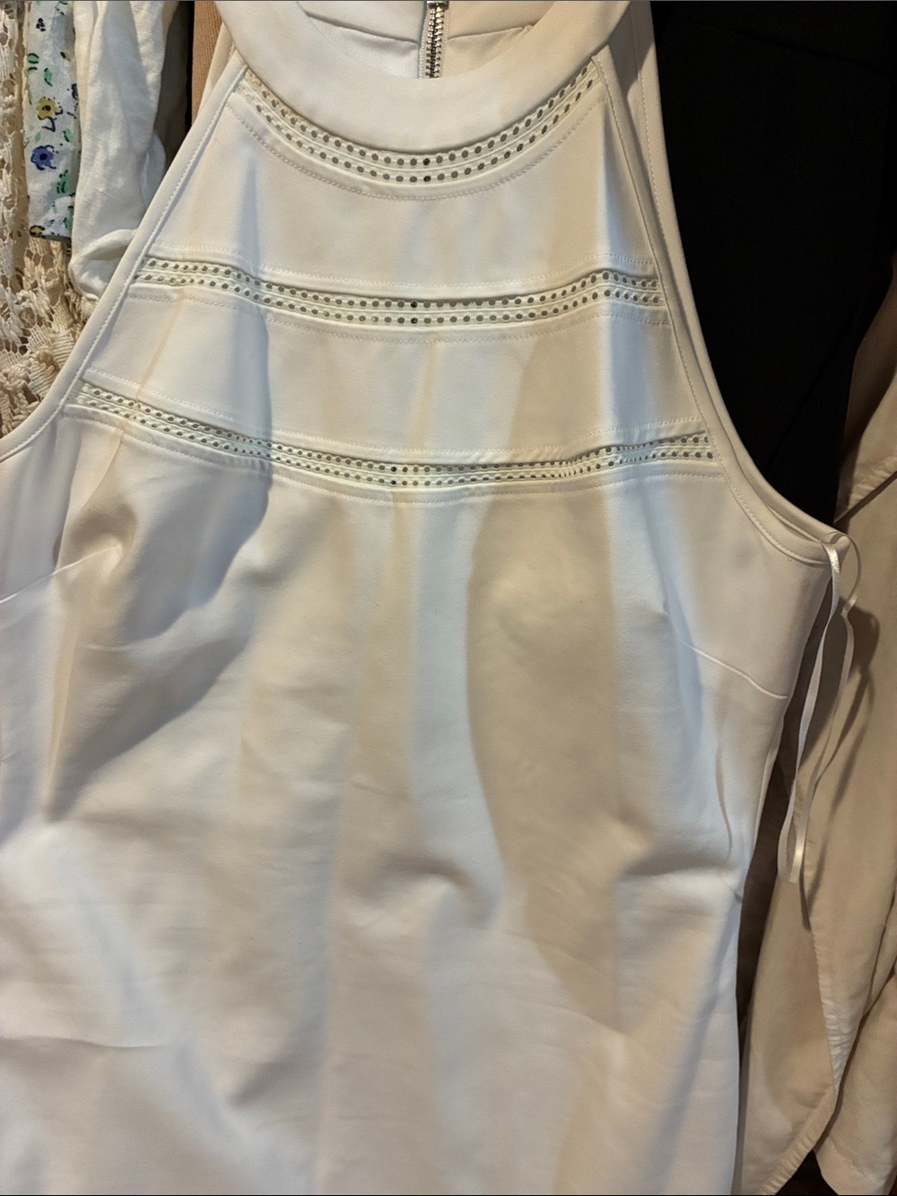 Cache White Halter dress 👗 with Eyelet Trim